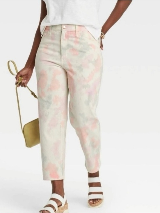 Universal Thread Denim - Universal Thread High Rise Vintage Straight Crop Tie Dye Jean